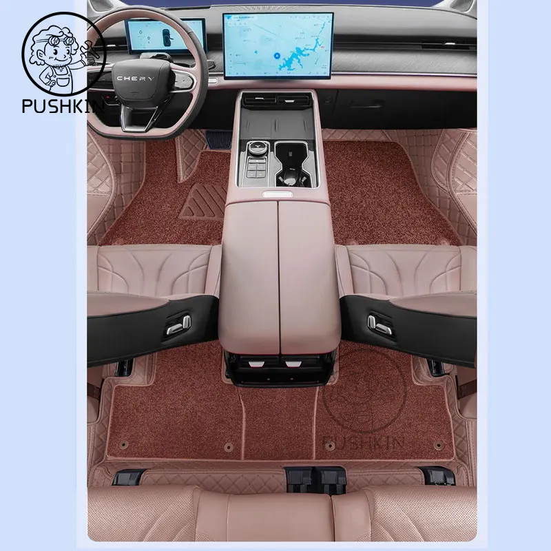 Car Floor Mats For Chery Tiggo 9 2025 2026 4WD PU leatherDirt-resistant Foot Carpet Floor Cover Auto Interior Accessories