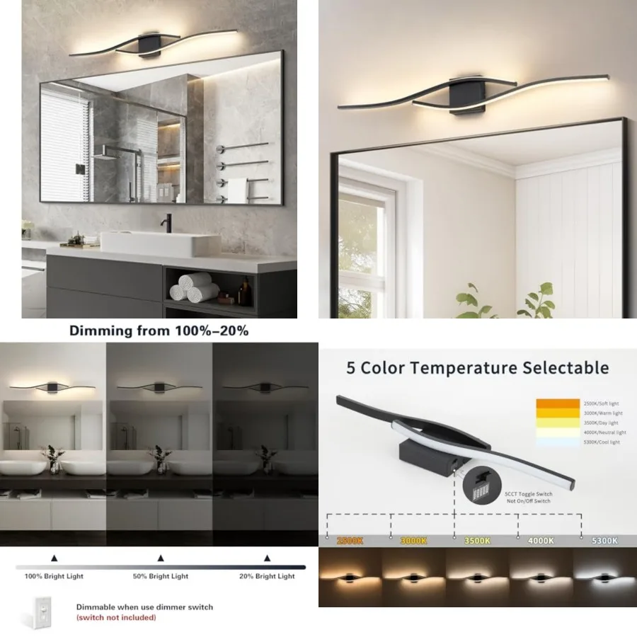 Bathroom Light Fixture Over Mirror 39.37 Inch Vanity Lights Bar for Bathroom Dimmable 5CCT Modern Vanity Light Led Bath Light W