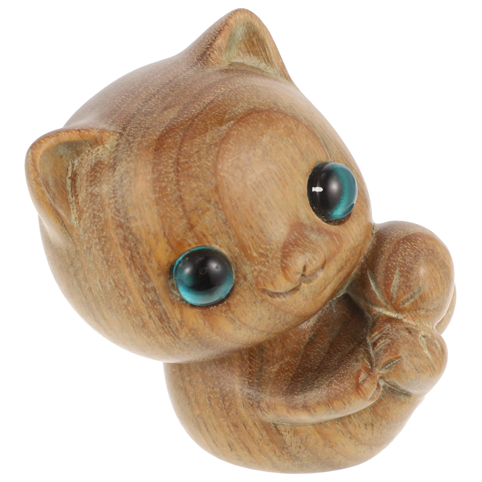 

Wooden Cat Statue Carved Adornment Figurine Decor Desktop nament Animal Home Decor Classic Design Long Use Durability