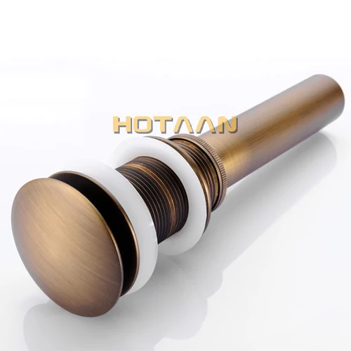 Imagen 2 del producto Desagüe de lavabo emergente de latón para baño, latón antiguo, dorado y negro, desagüe emergente de latón