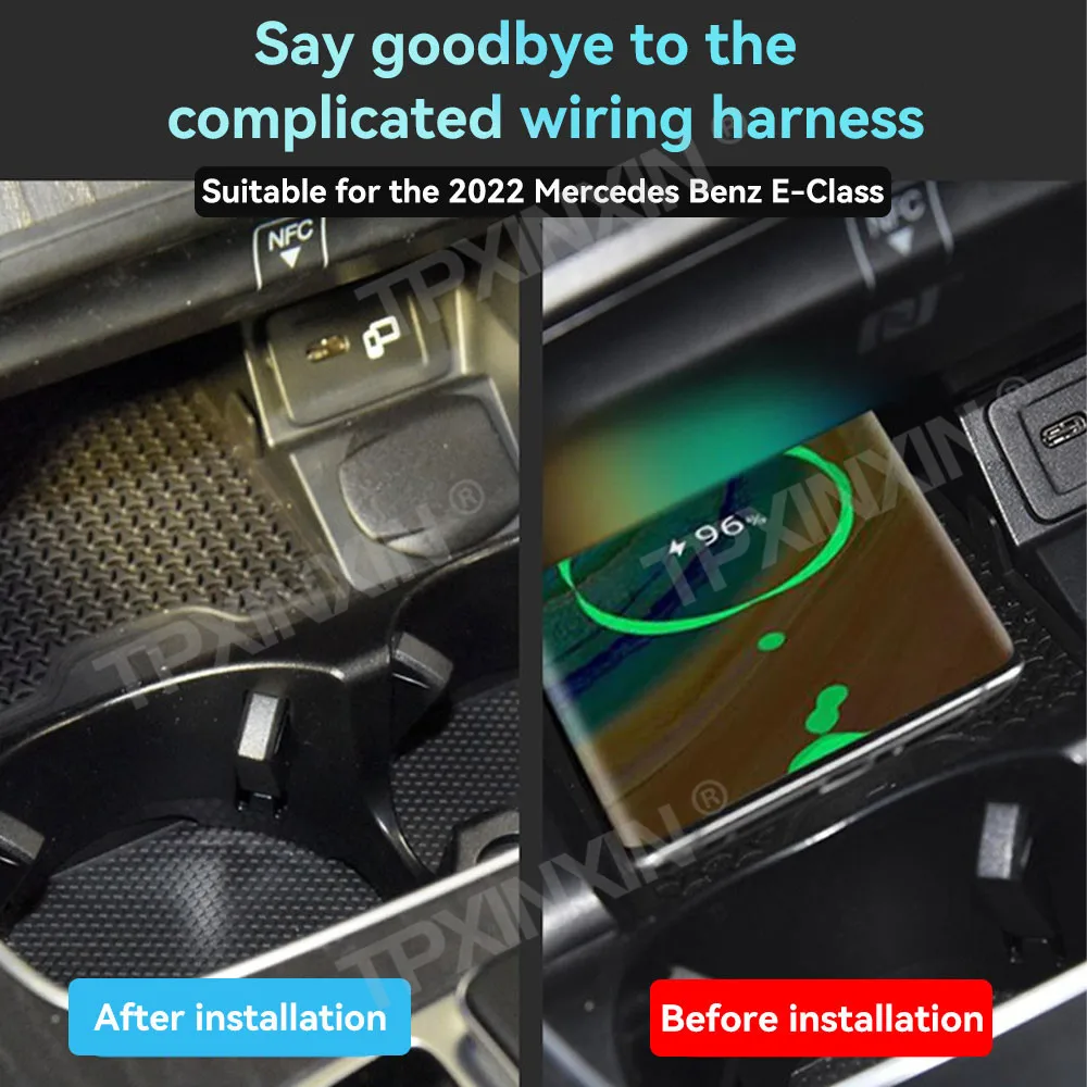 لمرسيدس بنز الفئة E 2022 سريعة تشى شاحن سيارة لاسلكي شحن سريع ذكي الأشعة تحت الحمراء لوحة القيادة الهاتف المحمول #4