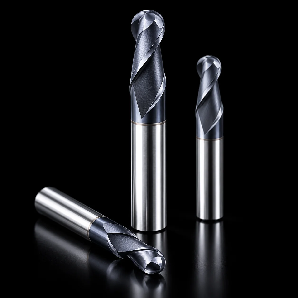 HRC70 Vollhartmetall-Schaftfräser mit Kugelkopf, schwarz nanobeschichtet, hohe Härte, CNC-Fräser für Edelstahl R1 R2 R3 R4 R5 R6 – Detail 2