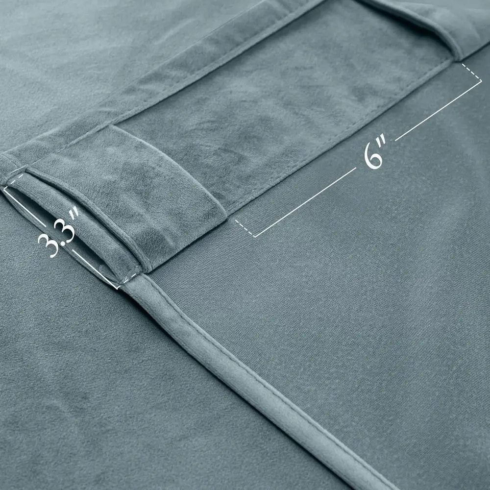 102 cortinas de terciopelo azul piedra, juego de 2 paneles para dormitorios y salas de estar, aislamiento térmico suave y opaco, diseño de pestaña trasera, 52