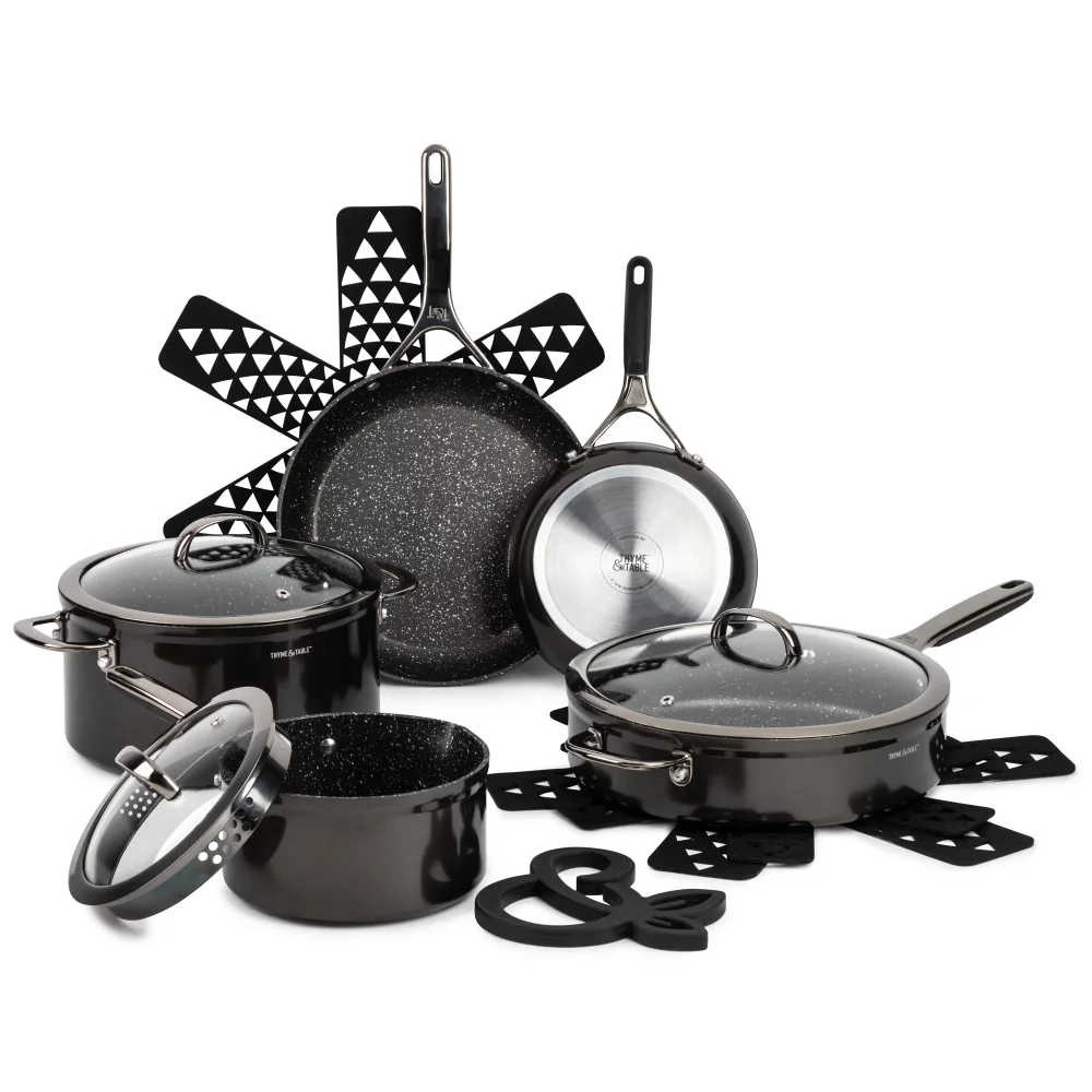 

Thyme & Table Nonstick Supreme Cookware, 12-Piece Set, Black