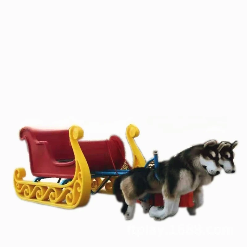 

Land dog pull cart sled model electric plush dog ice and snow play equipment