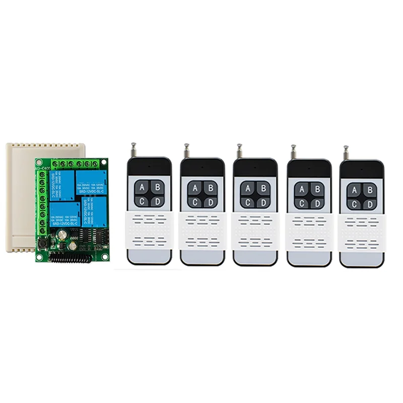 [NEW A09R!】 RF Wireless 433Mhz Remote Control Switch 4 Channel Relay 30A AC 110V 120V 240V 220V For Garage Door Light Access Sys