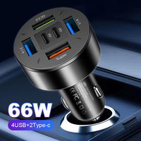 12V-24V 4 USB Car Charger Socket 66W PD QC3.0 6 Ports Car Charger Ultra Fast Phone Charge Power Adapter Outlet for Car RV Boat