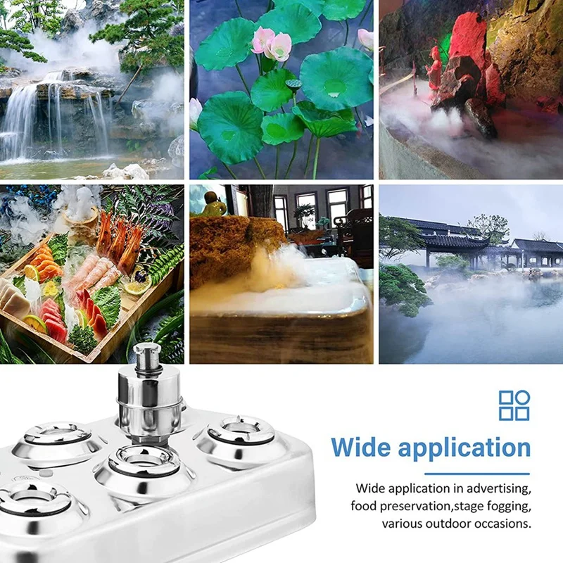 Aço inoxidável Ultrasonic Atomizador, Paisagem Jardim Pulverizador, Indústria Umidificador Fogger, Gerador de Névoa DC48V, 10 Cabeça