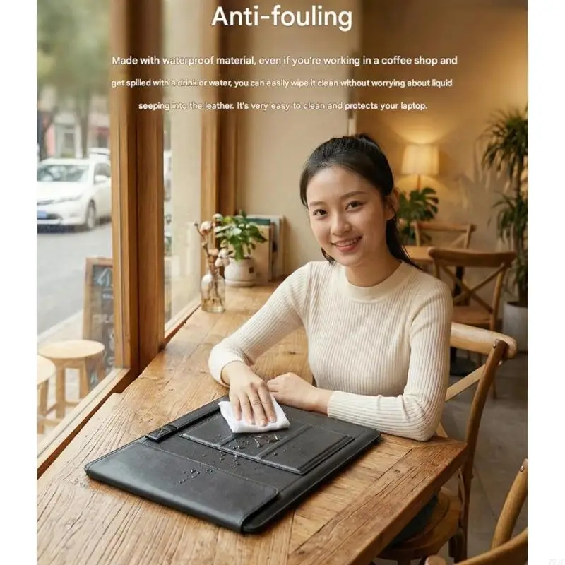 Ergonomic Laptop Black Leather Wireless Charging Capability For Phones 77JC