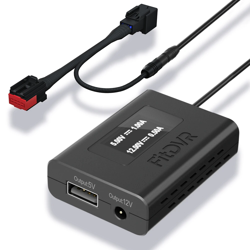 

FitDVR Dash Cam Power Adapter (8-Pin) for Land Rover Jaguar, Connects to Rearview Mirror, LED Display, USB Power Source, D3-020