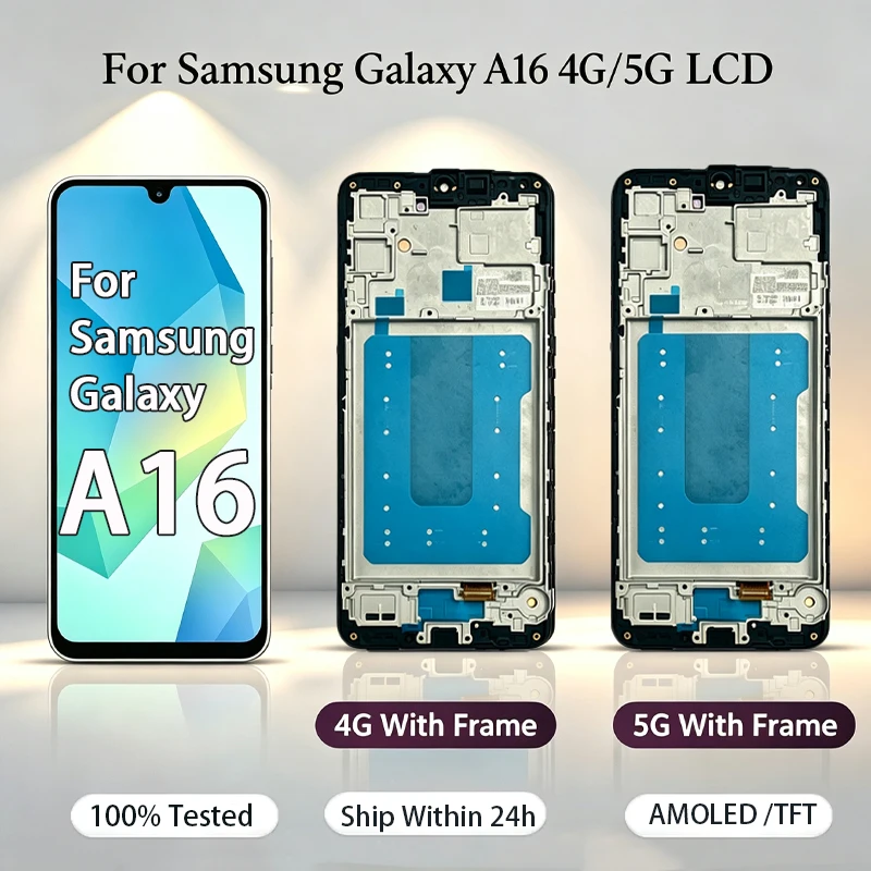 New A16 AMOLED For Samsung Galaxy A16 4G 5G A165F A166B LCD Display Assembly Replacement Screen Repair Tested Spare Parts