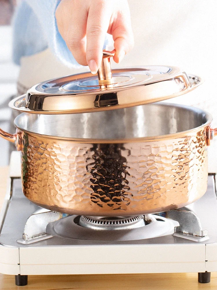 

For 304 Stainless Steel Pot Hammered Soup Pot Thickened Household Induction Cooker Applicable To Gas Stove