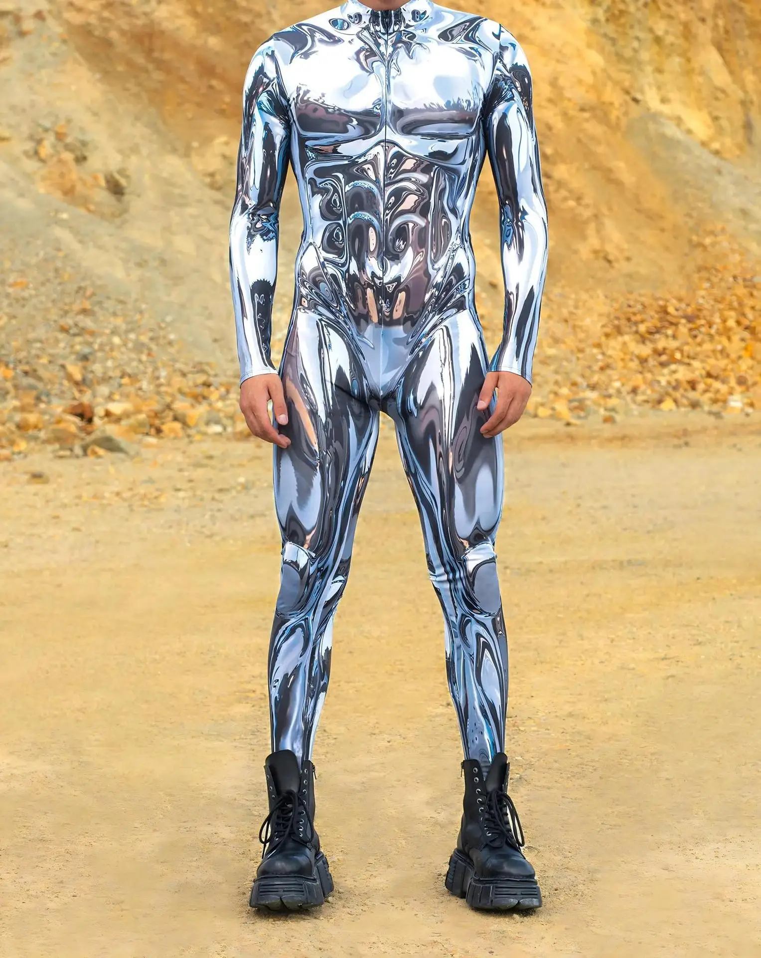 Herren Rüstungs-Muskelanzug, Karneval, Mechanischer Bodysuit, Halloween-Party, Bühnenauftritt, Cosplay-Kostüm, Strumpfhose – Detail 16