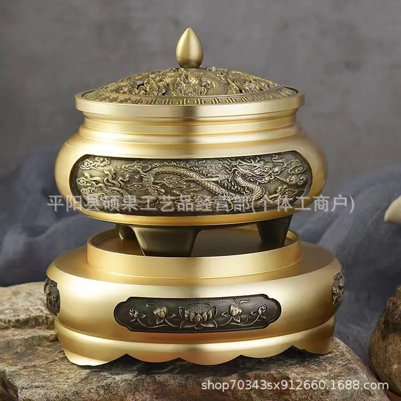 

Incense Burner Ornament Brass Incense Burner Dragon and Phoenix Incense Burner Ornament with Base Meeting sale gift Domestic orn