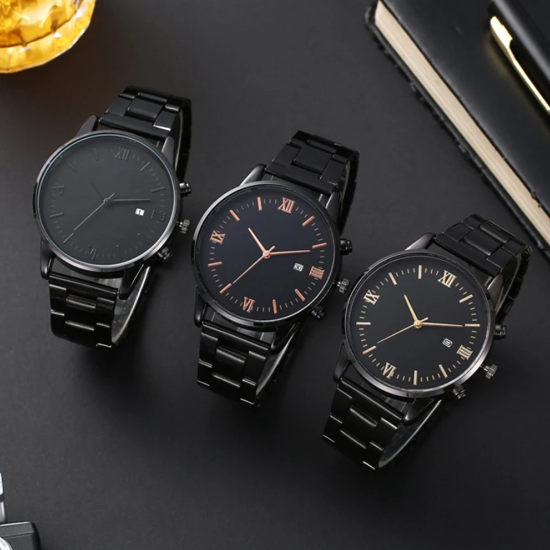 

1 шт. мужские деловые часы с римским циферблатом и календарем даты, повседневные мужские кварцевые часы со стальным ремешком, Relogio Masculino Montre Homme