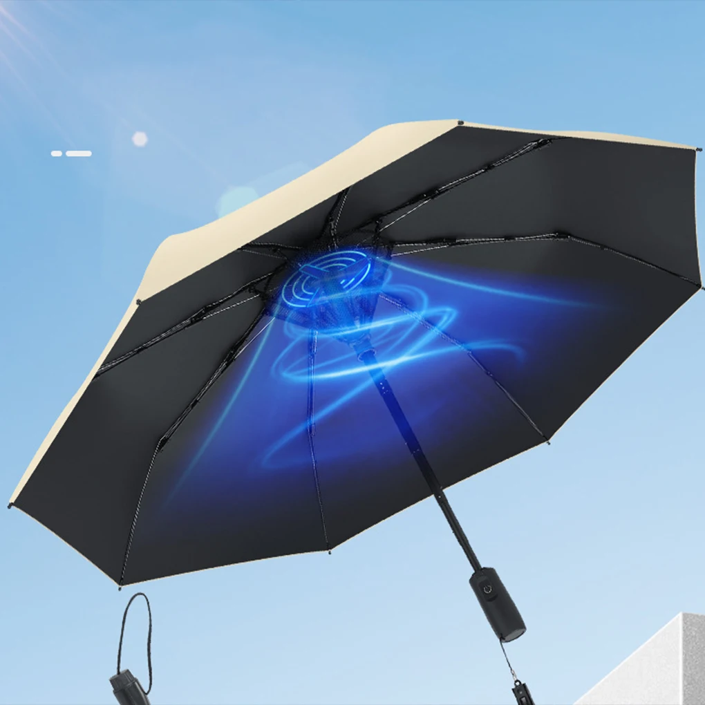 

Strong anti-ultraviolet parasol with electric fan and rainproof function dual-speed wind adjustment outdoor parasol
