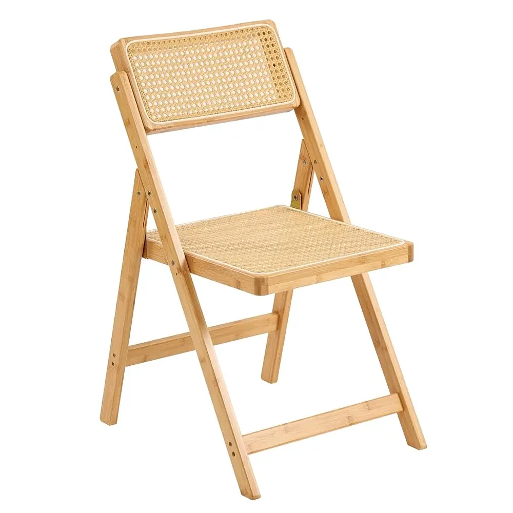 

Rattan Folding Chair, Modern Mid Dining Chair Set Of 1, Outdoor Bamboo Chairs For Bedroom Living Room Reading Room Dining