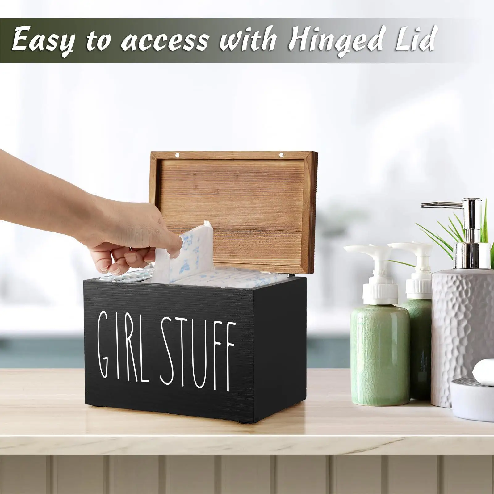 

Tampon Holder with Lid Farmhouse Decor Rustic Tampon Case Tampon Storage Container Feminine Product Organizer for Girl Stuff