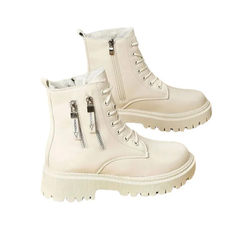 2022 New Boots Ladies Lace-Up Shoes for Women Warm Platform Double Zipper Ankle Boots Women Shoe Winter Boot Fashion Botas Mujer