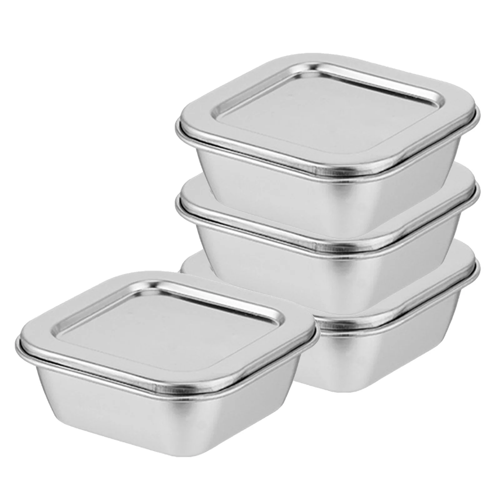 4 قطعة صناديق عينة من الفولاذ المقاوم للصدأ 400 مللي حاويات تخزين المواد الغذائية المقاومة للتسرب للمدرسة مقصف مختبر حاوية طعام محكمة الغلق #1