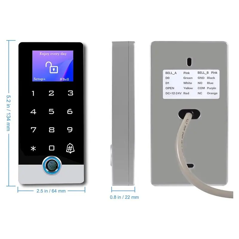 A92Z Full Metal Wifi TUYA Access Control System With LED Screen Voice Fingerprint Password Stand-Alone Door Access Keypad