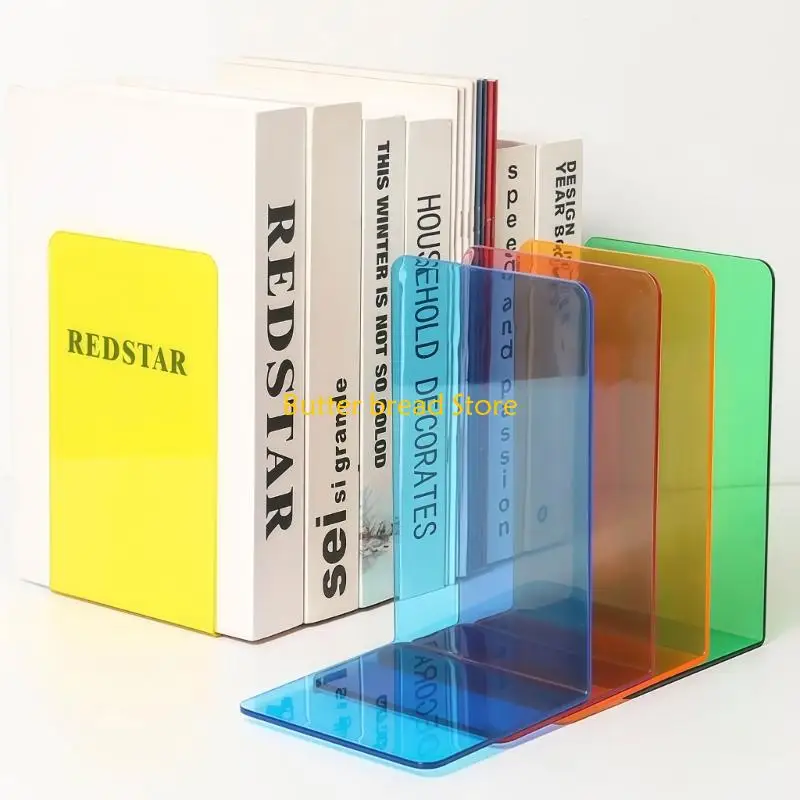 W89C Acrylic Book Display Stand Bookends Displaying Book Picture Albums Notebooks