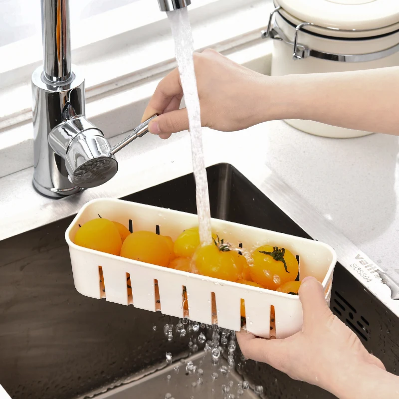 Kitchen Drain Box, Interval Preservation Box, Refrigerator Storage Basket With Handle Storage Box, Made Of PET Material, White