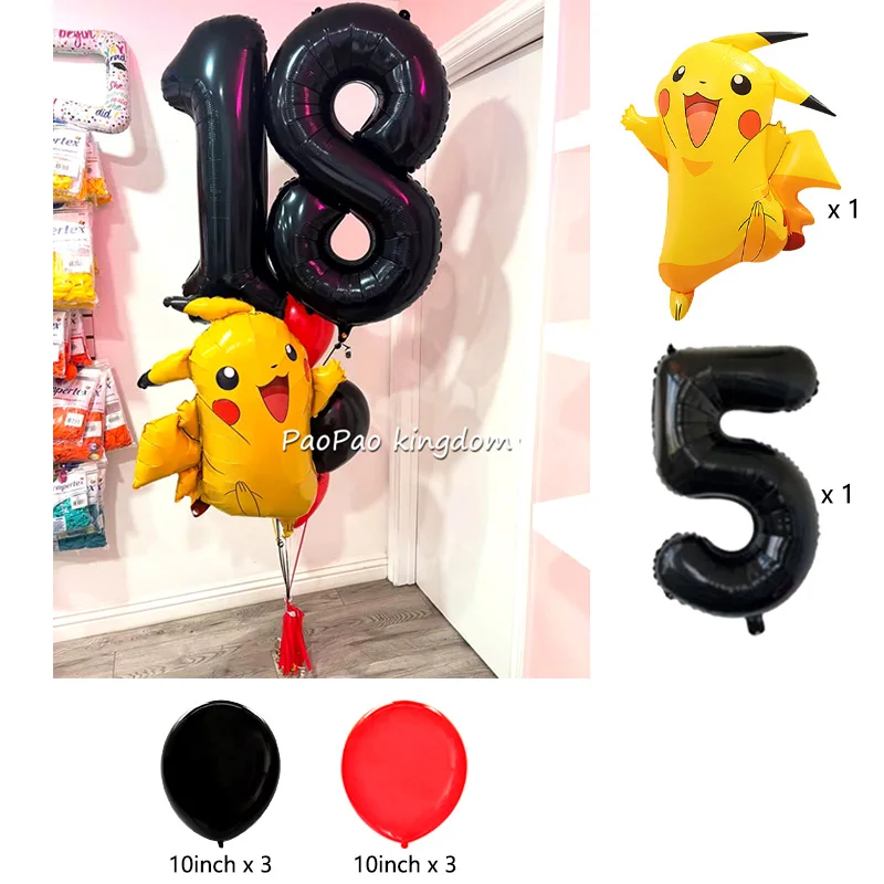 Niedliche Pikachu-Ballons Cartoon-Folienballons Geburtstagsparty-Deko-Set Kinder-Babyparty Feier-Party-Zubehör – Detail 14