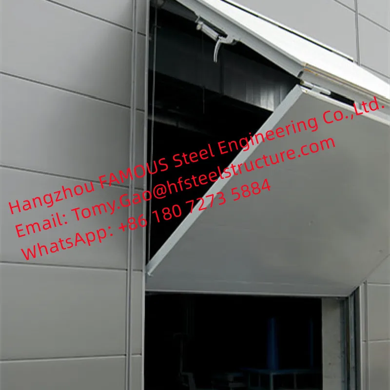 Dual Panel Hydraulic Hangar Door Upper Folding Aircraft Garage Door With Hard Metal Sandwich Panel