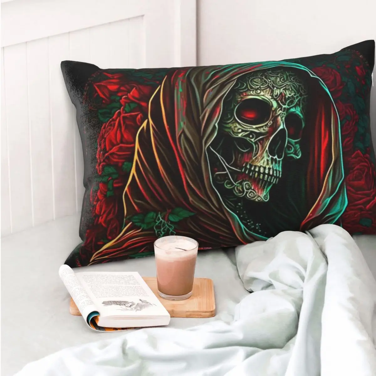 Forest Roses Santa Muerte Rectangle Pillowcase Cushion Cover Decorative Bedroom Bed Home Comfort Throw Pillow