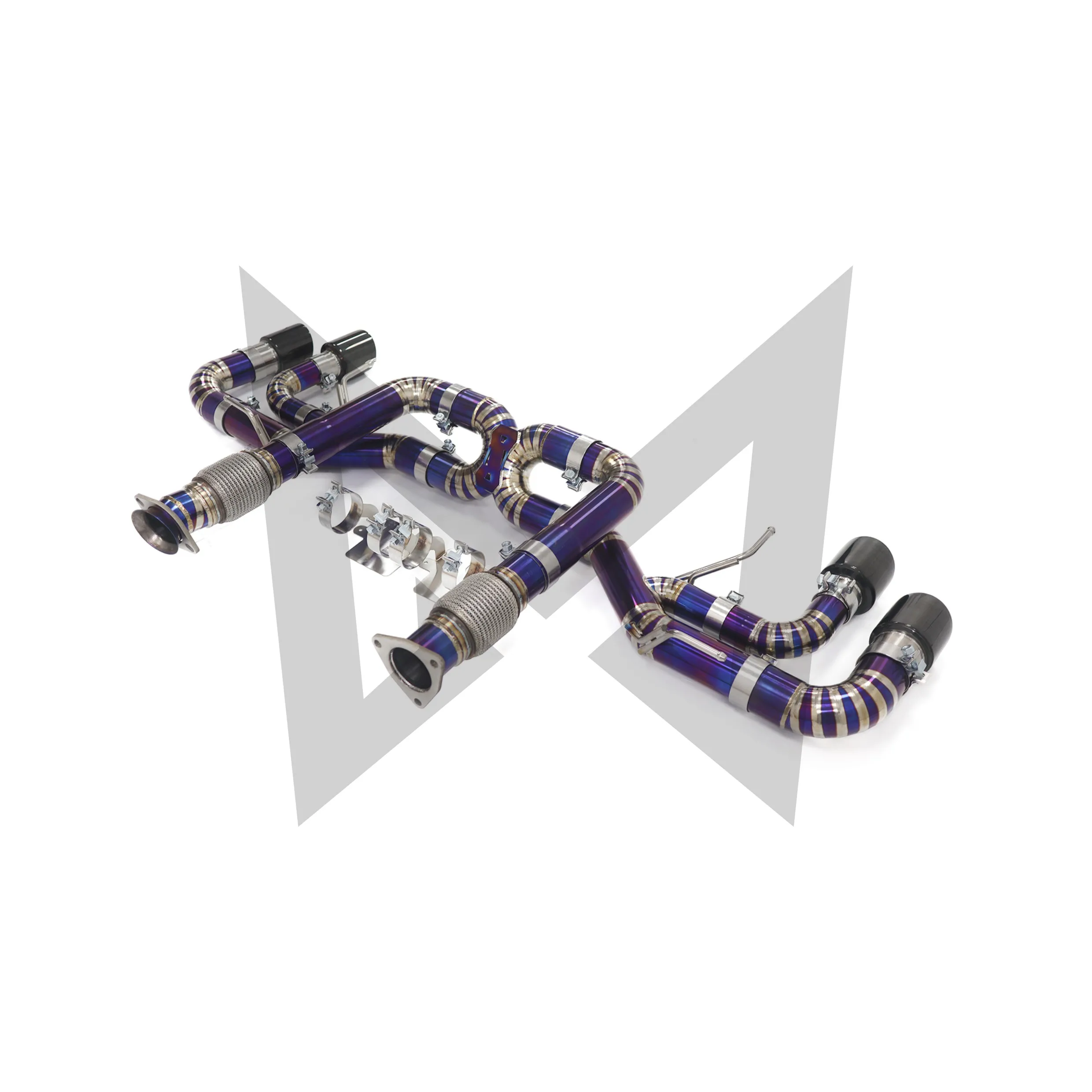 Suitable for Chevrolet Corvette C8 purple Ti alloy Catback Exhaust System Without Valve Muffler with Brilliant black Tips