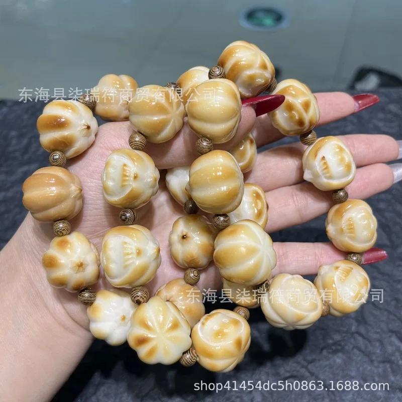 Ivory Charcoal-Painted Pumpkin : Bracelet Beads, Rope Braiding, Pendant Accessories