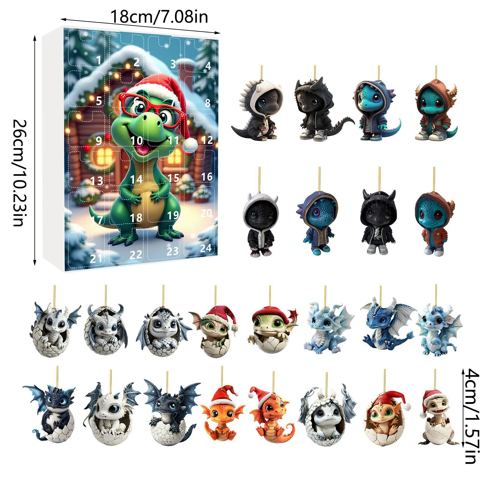 Big Timer จี้คริสต์มาสมังกร Advent Calendar 2024 24 วันคริสต์มาสนับถอยหลังวันจนถึงคริสต์มาสกระดานนับถอยหลัง