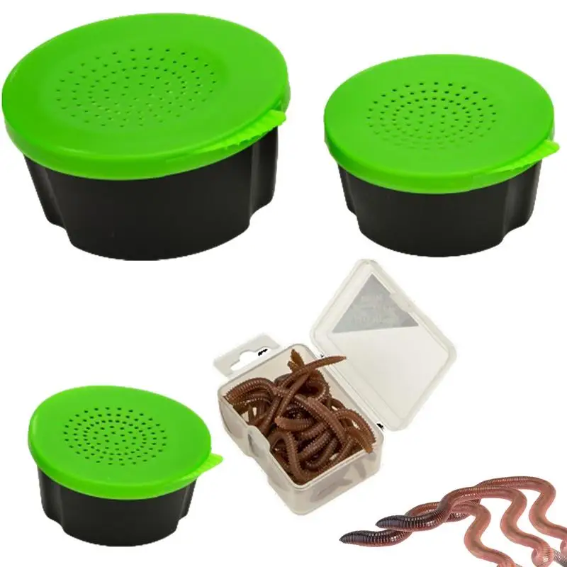 Worm Bait Holder Storage Box Earthworm 3Pecies Tackle Box Lightweight Waterproof Bait Holder Portable Fishing Accessories For