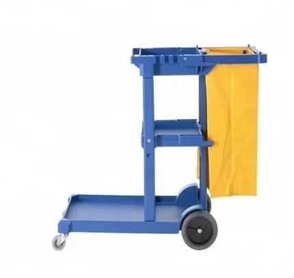 

2026 Wholesale Plastic Cleaning Trolley Janitor Cart Hotel Multifunction Service Cart Service Trolley without cover