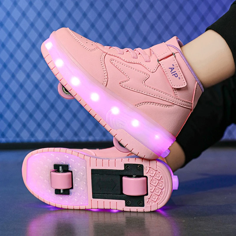 Roller Sneakers 2 ruote scarpe bambini moda Casual stivali sportivi ragazzi ragazze regalo giocattoli gioco bambino illumina calzature pattinaggio a