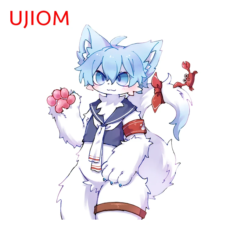 UJIOM 13cm X 8.7cm Cute Furry Wolf Wall Stickers Amazing Creative Kids Room Wallpapers Decals Cartoon Animals Room Decor