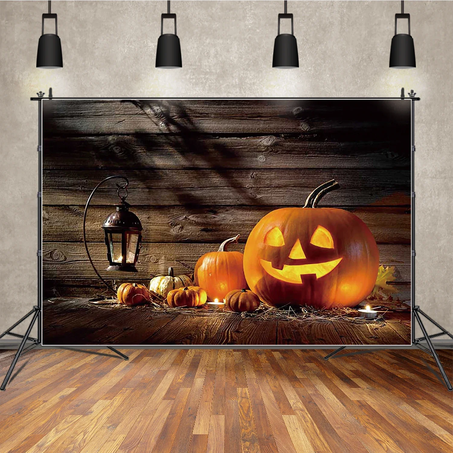 MOON.QG لوحة خشبية للهالوين عبر لوح اليقطين خلفية التصوير خلفية الأطفال استوديو كشك التصوير ديكور الحفلات