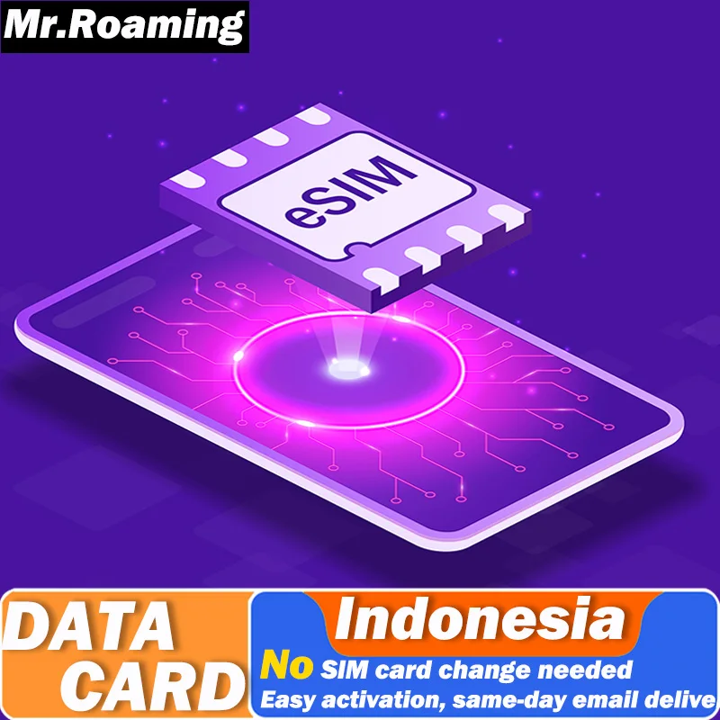 Indonesia Travel  Prepaid eSIM Data Traffic Card 5G/4G High-Speed Mobile Internet 1/3/7/10/15/30 Days No contract