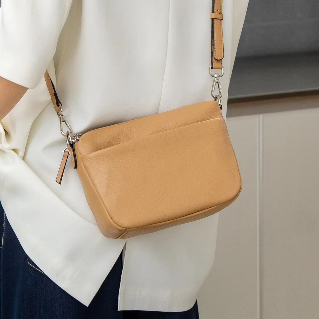 

2025 Top-Grain Leather Crossbody Bag for Women: Convertible Small Shoulder Bag, Commuter Essentials Organizer Fits Phone