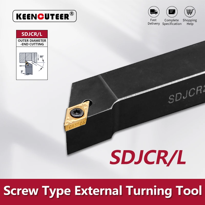 Ferramenta de torneamento externo, Torno Bar Holder, CNC Cutter Bar, SDJCR1212, SDJCR1616, SDJCR2020, SDJCR2525, SDJCR3232