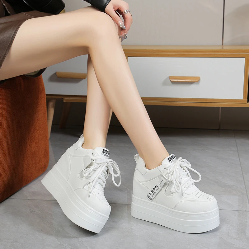 New Autumn Women High Platform Shoes Height Increasing Casual Shoes 11CM Thick Sole Trainers Breathable Shoes Women Sneakers - view 6