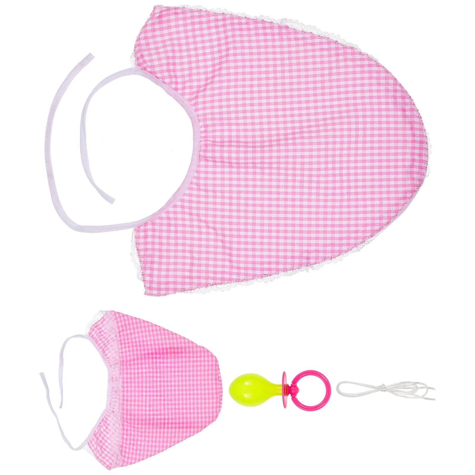 3 Pcs Funny Adults Cosplay Baby Pacifier Bib Hat Set Party Funny Props Baby Kids Accessories Kit (Pink)