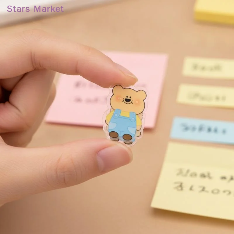 6Pcs Cartoon Bear Clips Cute Animal Decorative Clamp Bookmark Clip Waterproof Lightweight Sealing Office Clip Paper Clamp Gifts