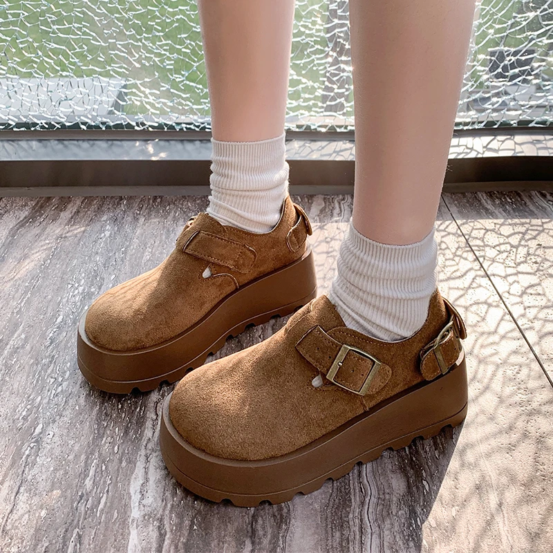 Women Hot Selling Classic Platform Shoes 2025 New Trend Brand Designer Casual Sneakers 5cm Height Increasing Flat Suede Loafers