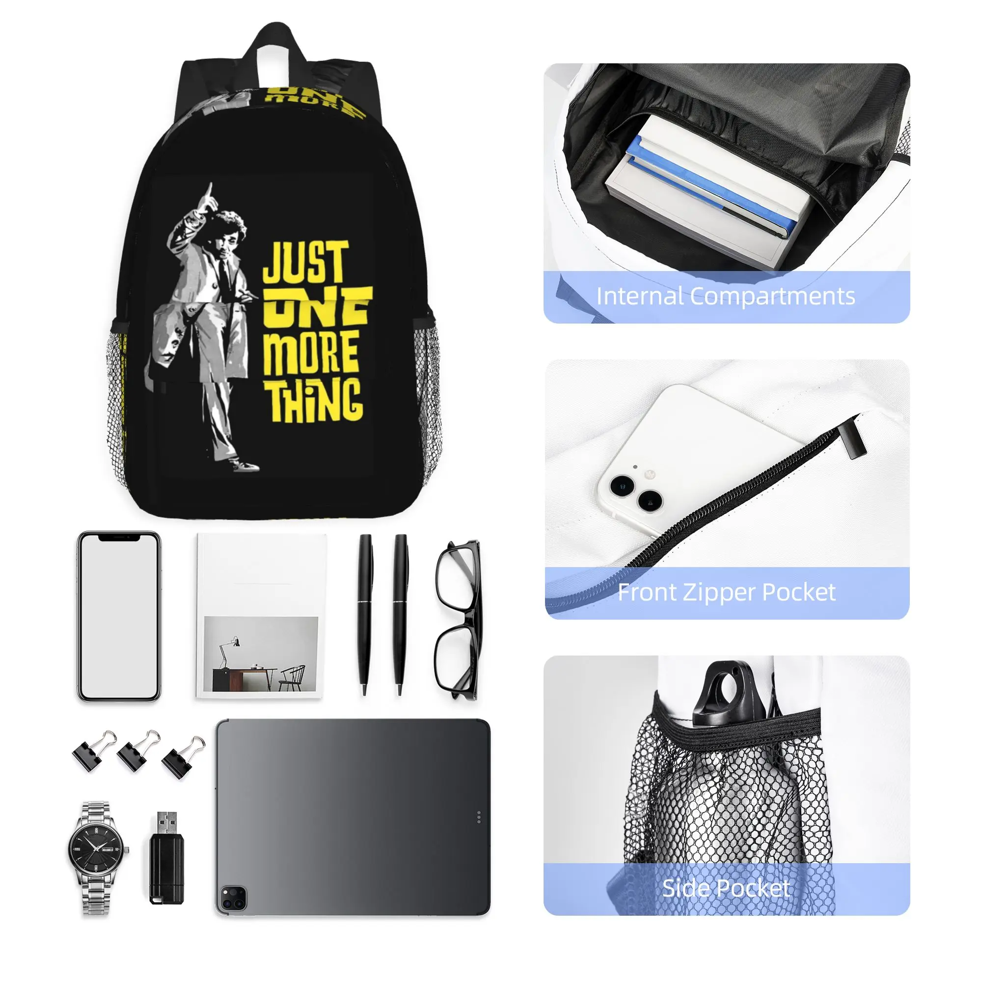Columbo Just One More Thing Backpack Hot Sale Daypack Large Capacity Boys Girls BookBag Shoulder Bags for Men Women School Bag