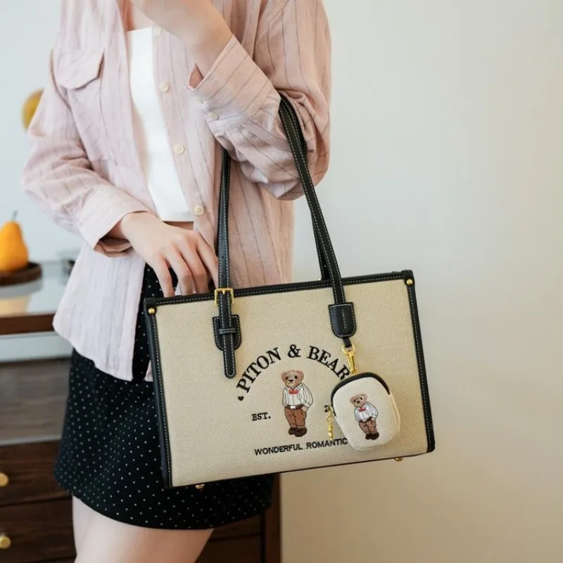 Beibaobao TheTote Bag Large Capacity Simple Fashion 2024 Summer Retro Bags for Women Versatile Shoulder Bag Purses and Handbags