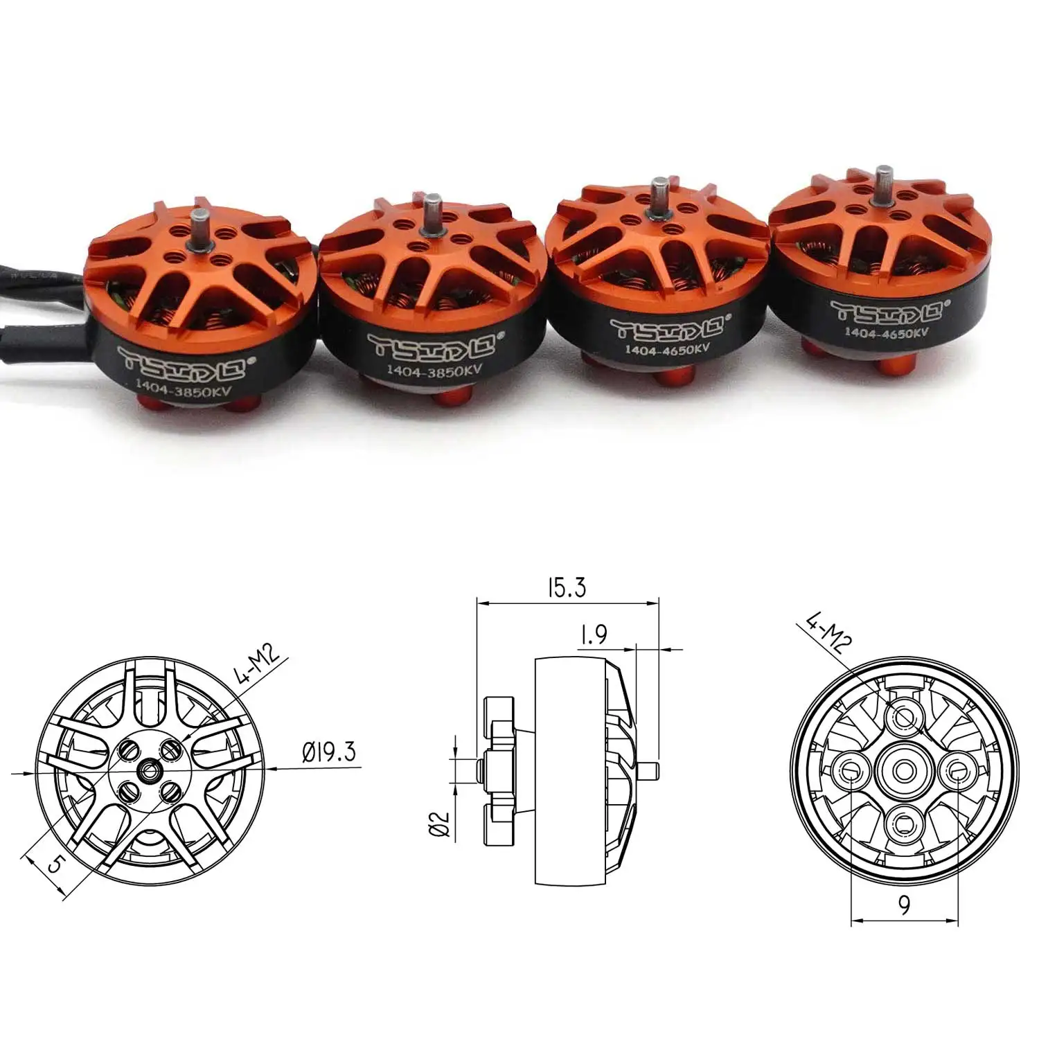 Original YSIDO 4Pcs 1404 3850KV 4650KV Brushless Motor for RC FPV Racing Freestyle Toothpick Drones RC Replacement DIY Parts