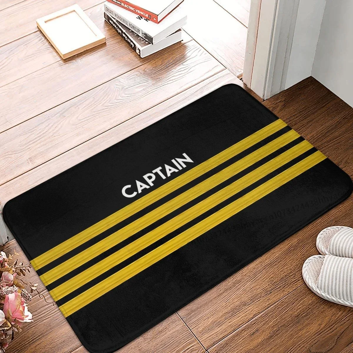 Airplane Airport Sign Non-slip Doormat Living Room Mat Captain Stripes Balcony Carpet Entrance Door Rug Indoor Decor