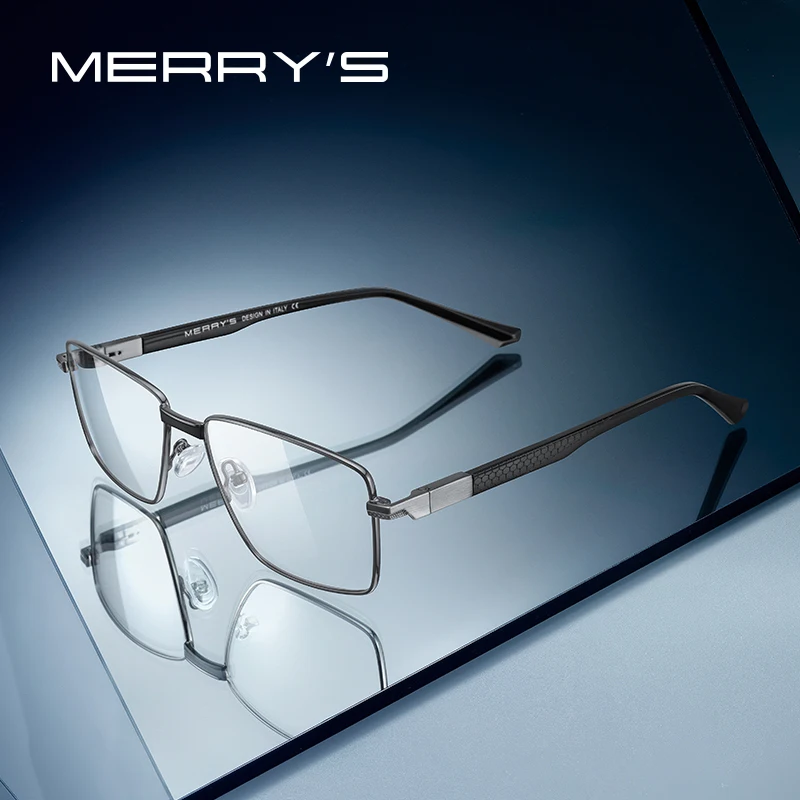 MERRYS DESIGN Men Classic Titanium Alloy Optical Glasses Frames Rectangle  Acetate Legs Eyeglasses Male Ultralight Square S2358